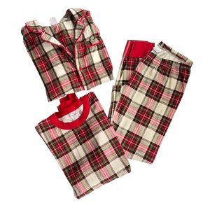 Hanna Anderson Pajama Set 3 Piece Tartan Plaid Organic Cotton Sz S Holiday